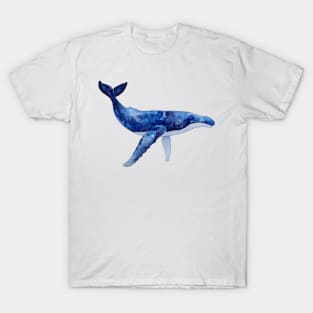 WHALE LOVERS GIFT - HUMPBACK WHALE - DEEP BLUE WATERCOLOR T-Shirt